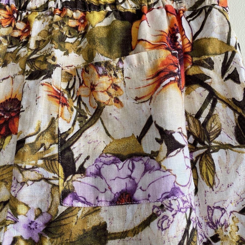 Chico's Womens Boho Linen Floral Straight Leg Pants Size 10‎ Coastal Lagenlook - Picture 8 of 11